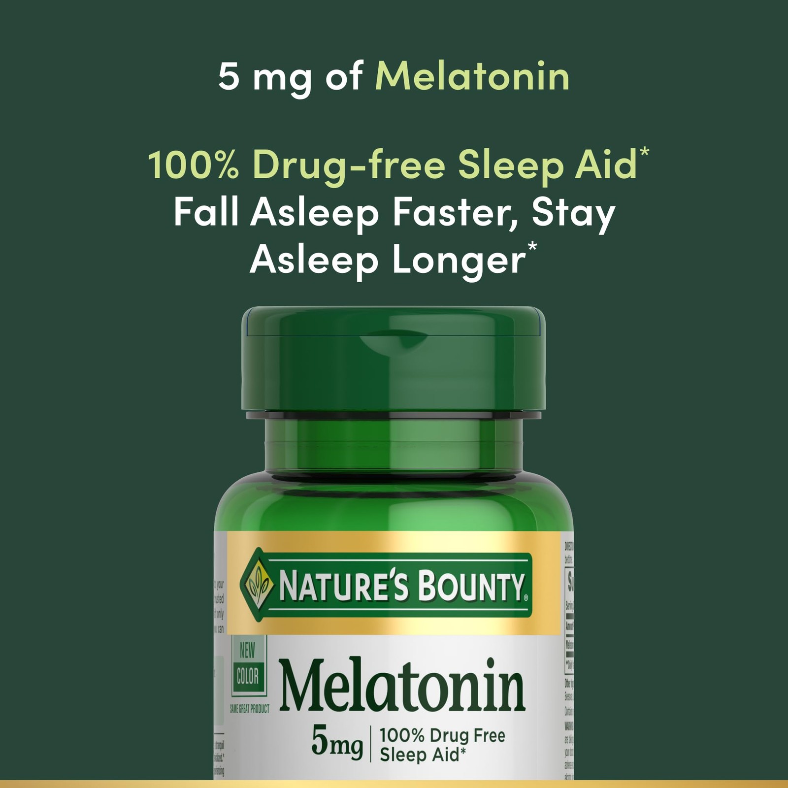 Nature’s Bounty Melatonin, 100% Drug Free Sleep Aid, 90 Count (Pack of 1)