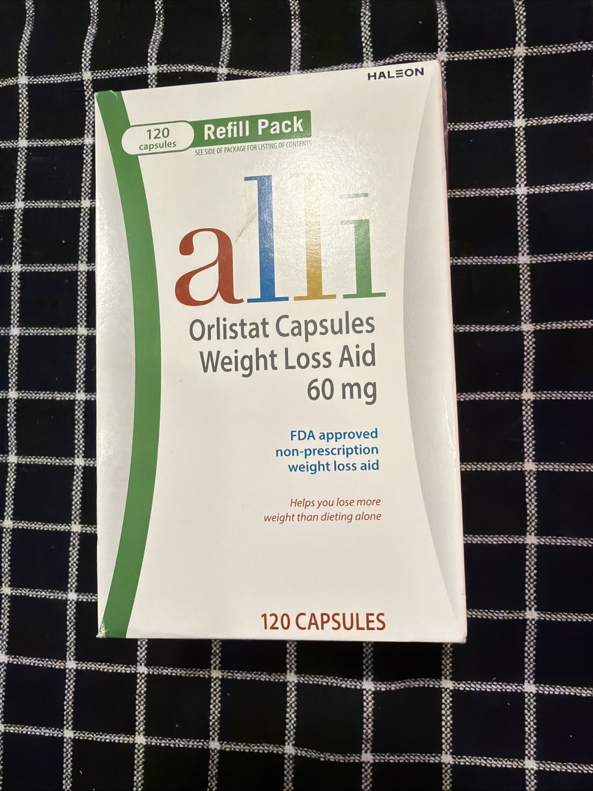 Orlistat 60 mg Weight Loss Aid 120 Capsules Refill Pack New in Box 10/2027