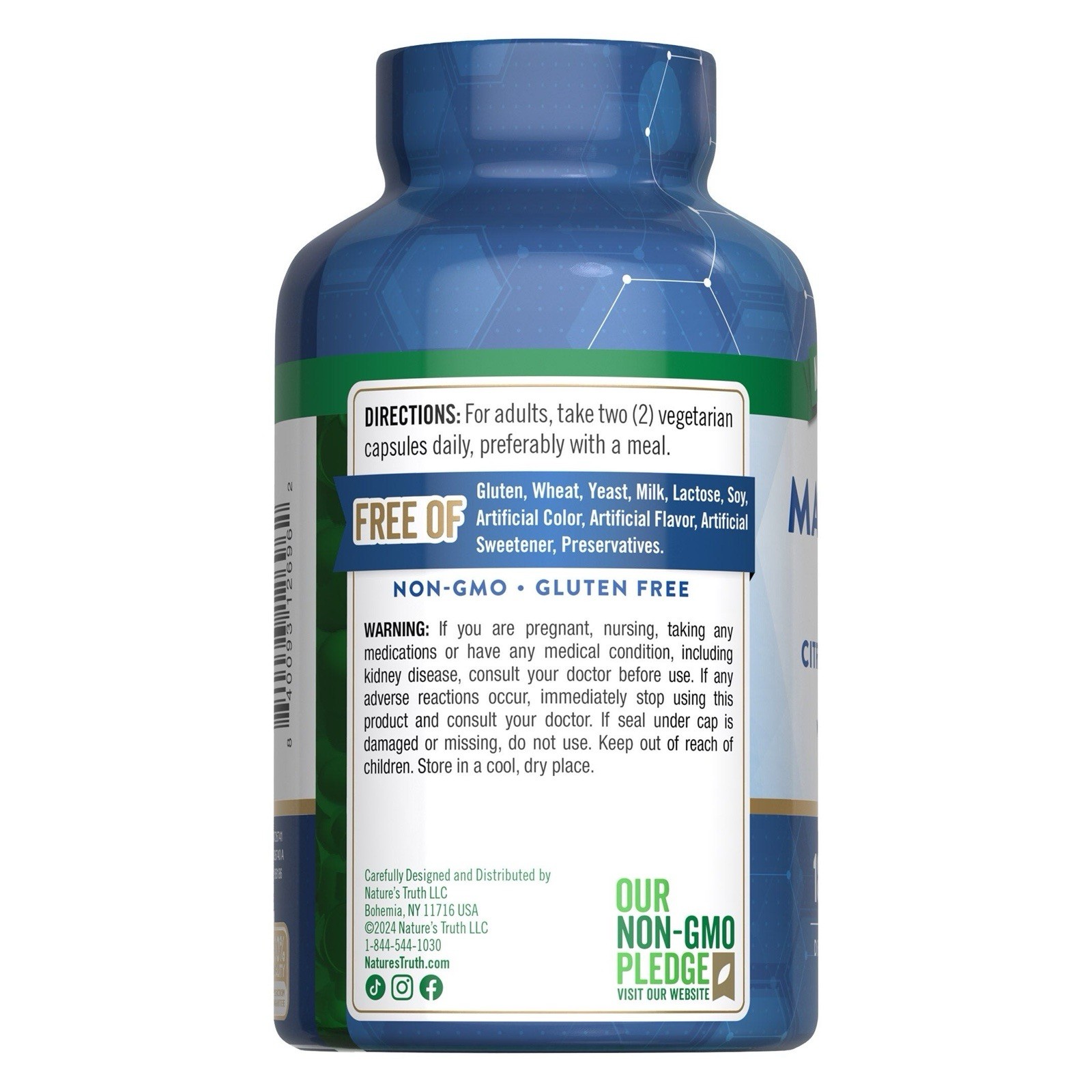 Nature’s Truth Magnesium Blend 250 mg – 180 Vegetarian Capsules + Vitamin B-12