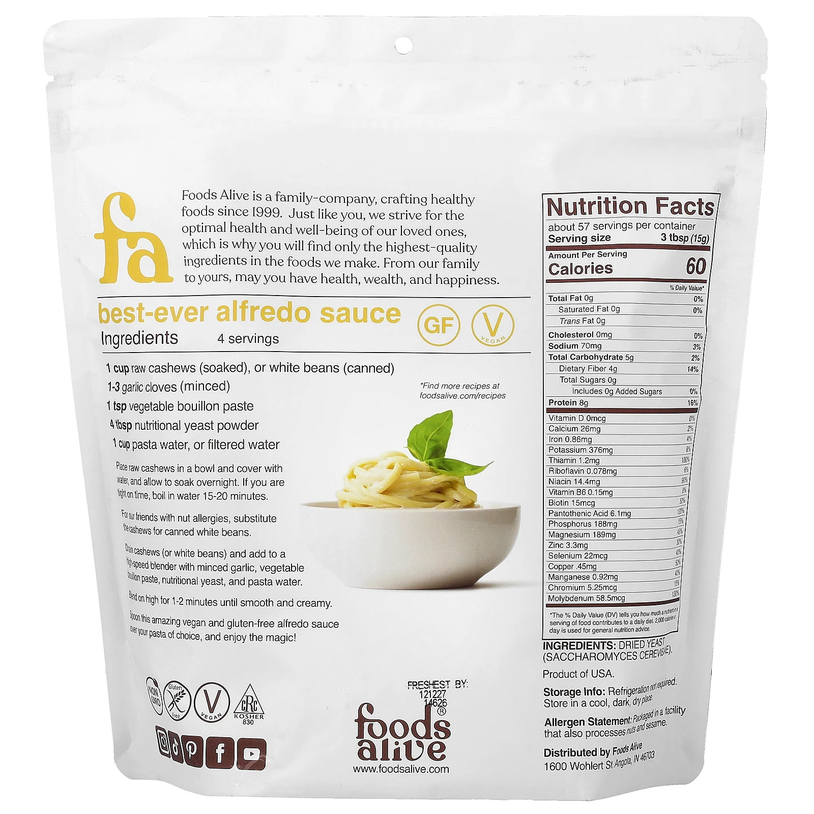 2 X Foods Alive, Nutritional Yeast Flakes, 30 oz (850 g)