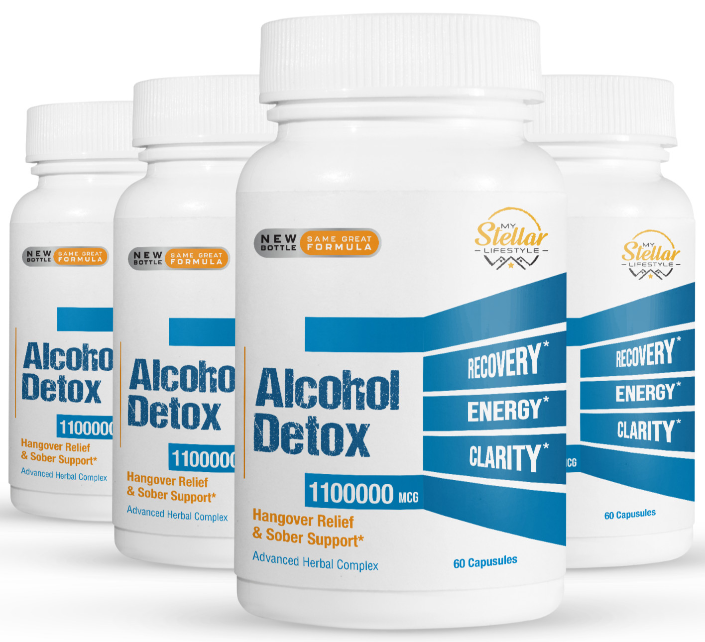 4 Pack Alcohol Detox, hangover relief and sober support-60 Capsules x4