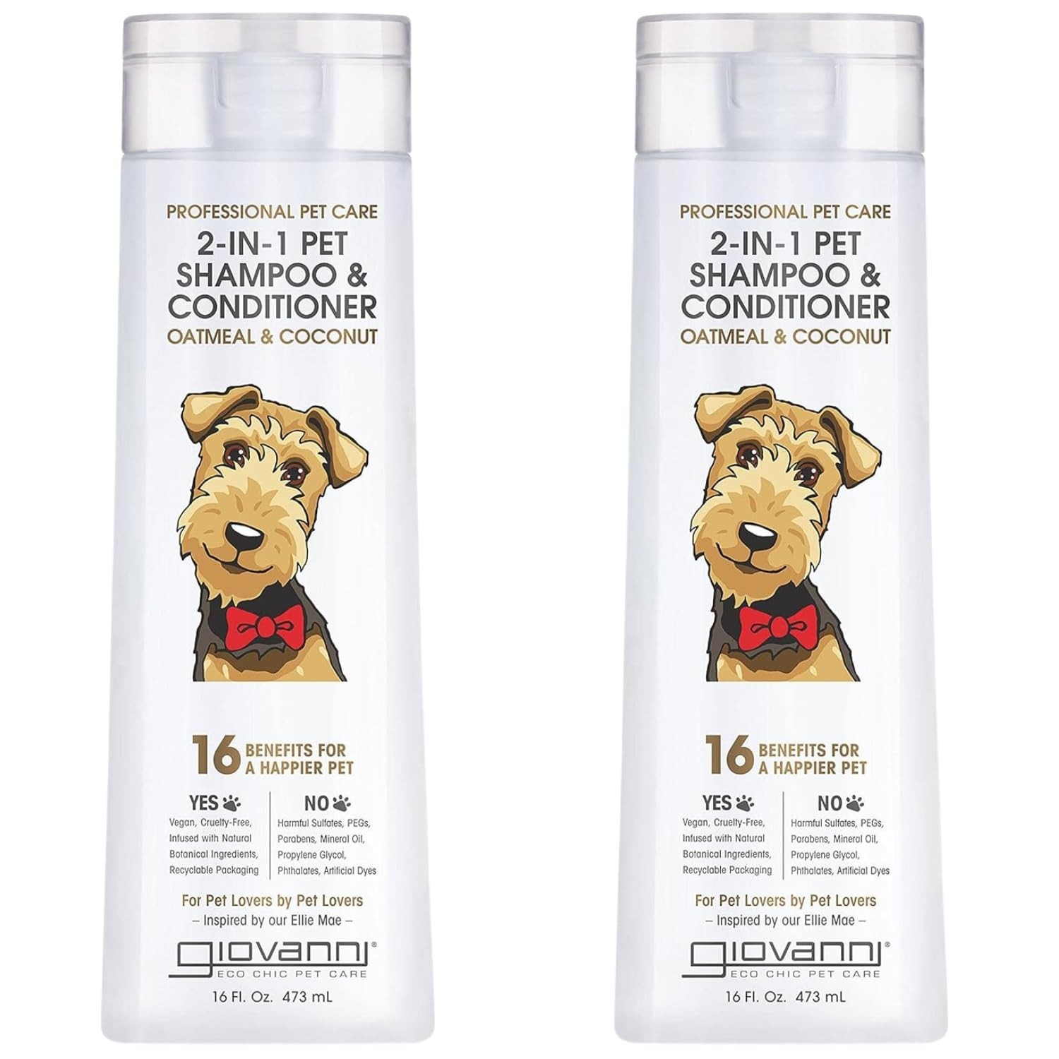 GIOVANNI Professional 2-in-1 Pet Shampoo & Conditioner – for Dogs & Cats, Oat…