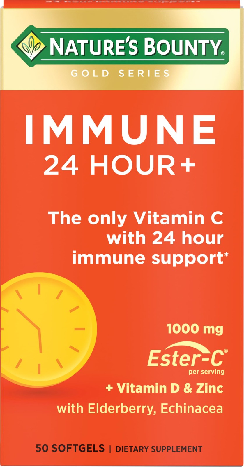 Nature’s Bounty Immune 24 Hour +, The only Vitamin C with 24 Hour Immune Support