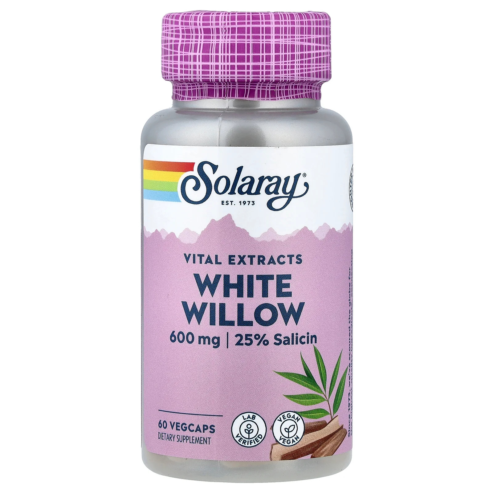 2 X Solaray, Vital Extracts, White Willow, 60 VegCaps