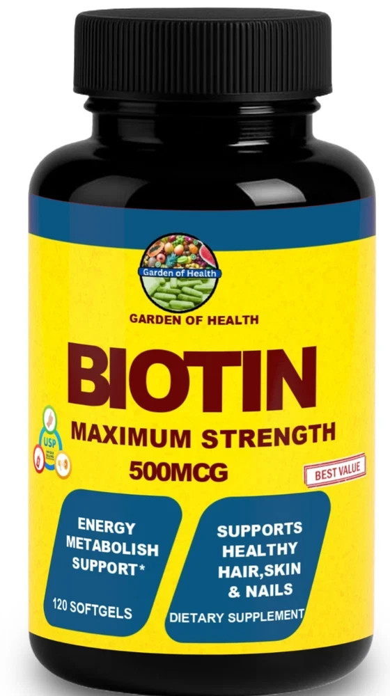 Biotin 500mcg Maximum Strength Hair Skin Nails Energy Support 120 Softgels