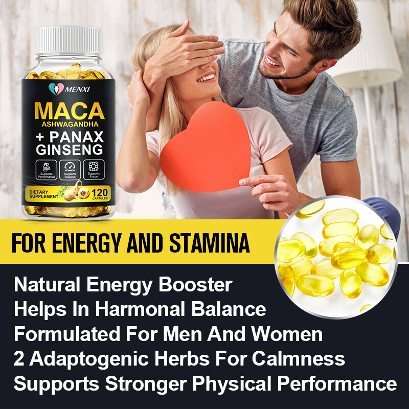 Maca Root + Ashwagandha + Korean Ginseng 12000mg, Peruvian Maca Root 120 Capsule
