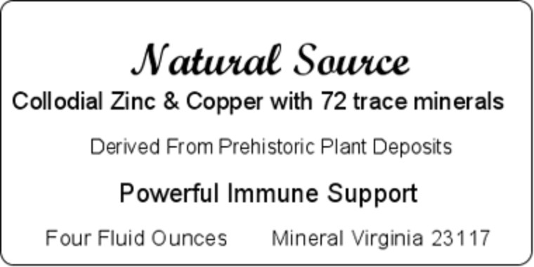 Natural Source Colloidal Zinc & Copper with 72 trace minerals – Four oz dropper