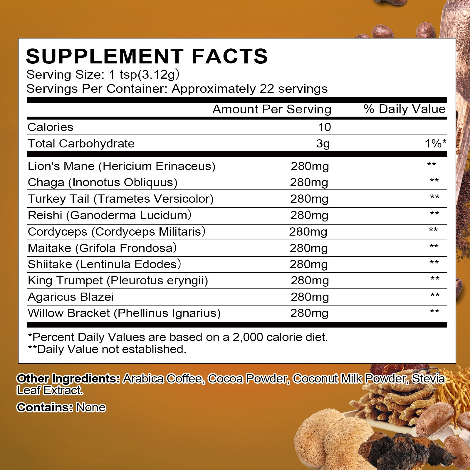 1x Mushroom Coffee Powder Lions Mane Reishi Immunity & Brain Booster 70g