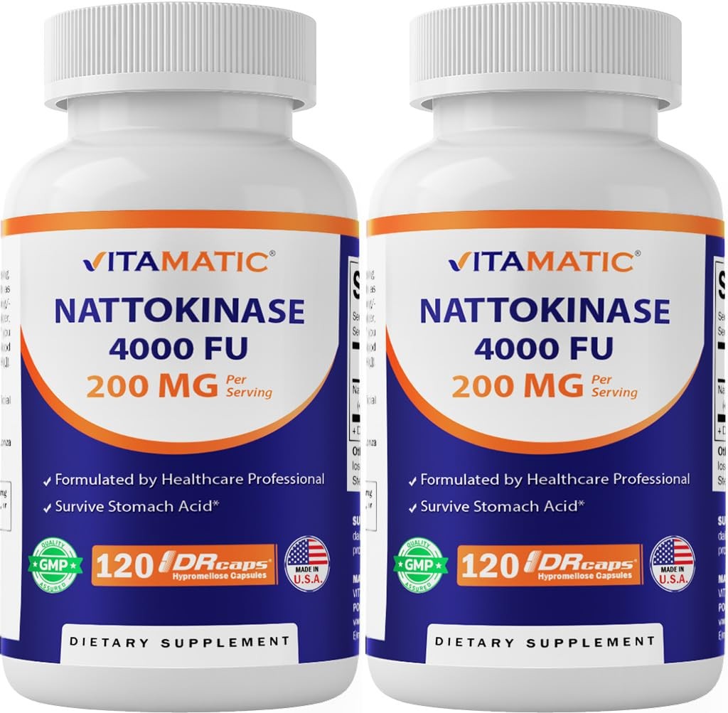 Vitamatic 2 Packs Nattokinase Supplement 4,000 FU 240 Count (Pack of 1)