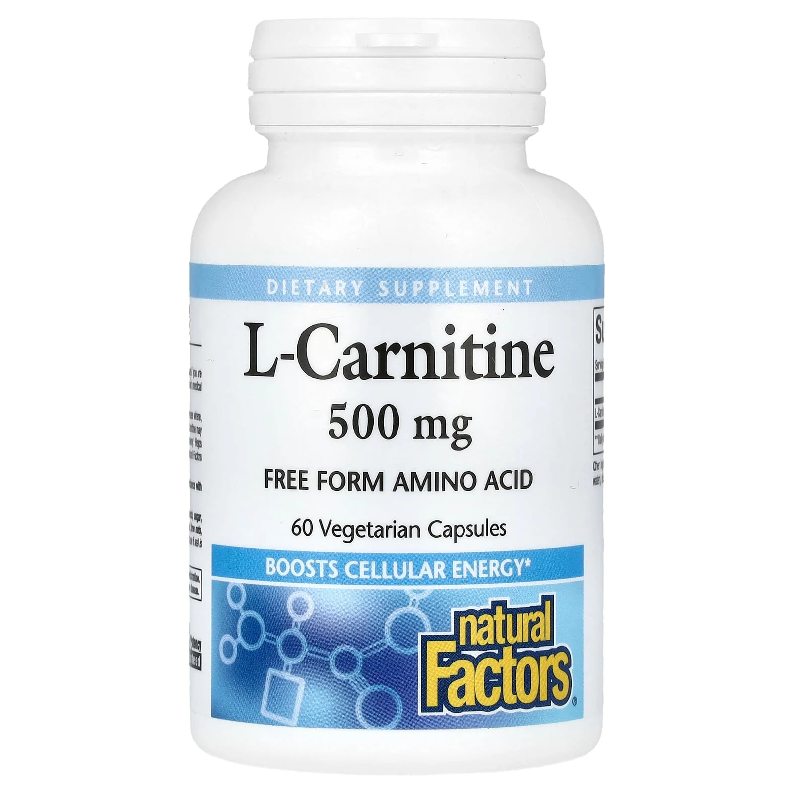 2 X Natural Factors, L-Carnitine, 500 mg, 60 Vegetarian Capsules