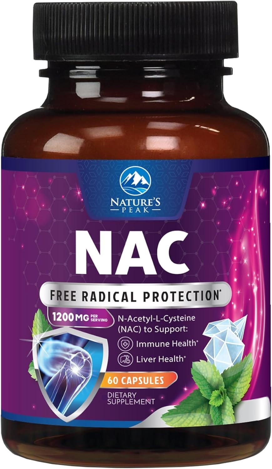 NAC Supplement 1200mg N-Acetyl L-Cysteine 60 Capsules Immune Support