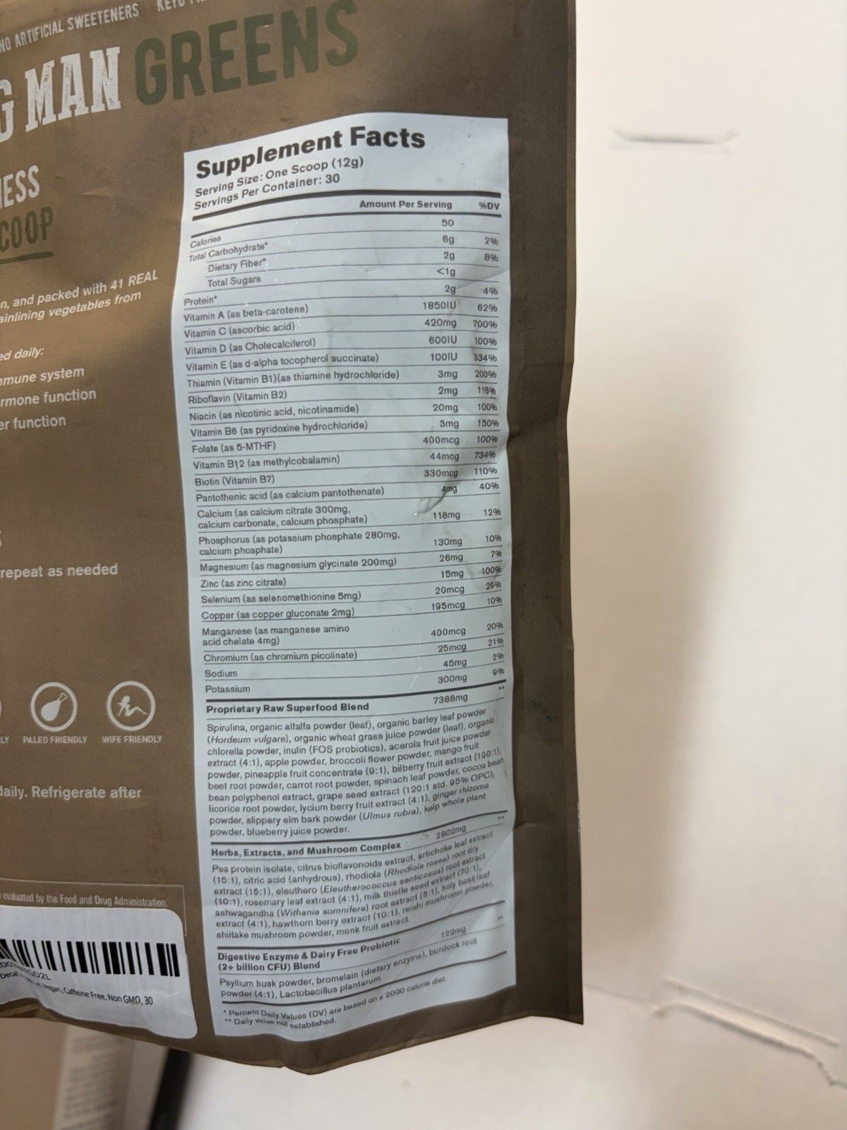 Morning Man Greens Decafe 30 Servings 360 Grams New Sealed exp. 06/26
