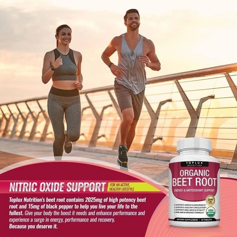 Toplux pure Beet Root 2040mg with Black Pepper 90 Tablets Energy Circulation-