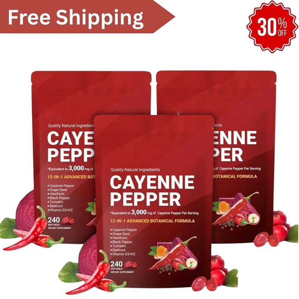 NEW Cayenne Pepper Softgels Supplement, Supports Leg VeinHeart and Blood Vessel