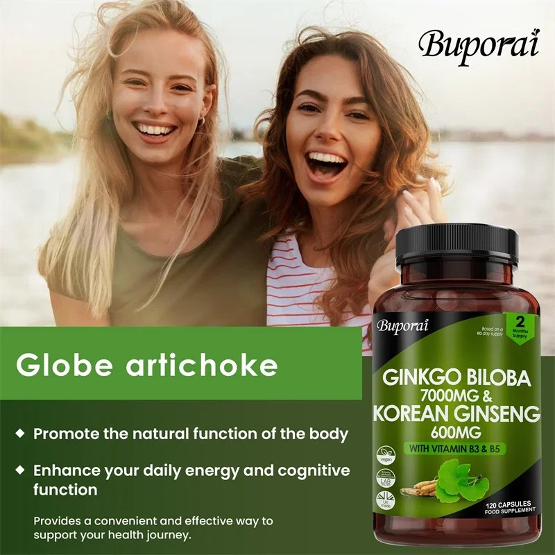 Ginkgo Biloba and Korean Ginseng 120pcs, Supports Memory and Brain Function