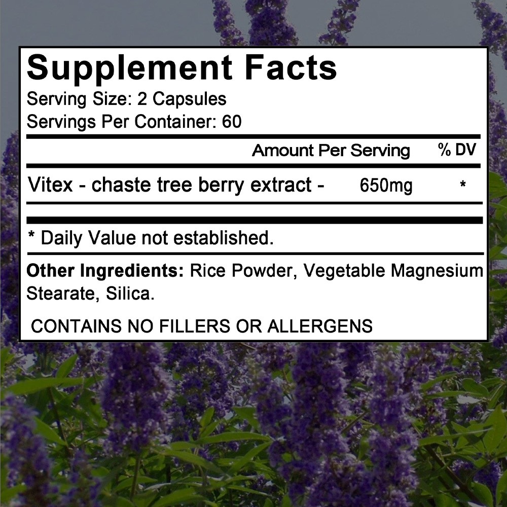 Vitex 650 mg 120 Capsules Support Menopausal Symptoms Fertility Hormone Balance