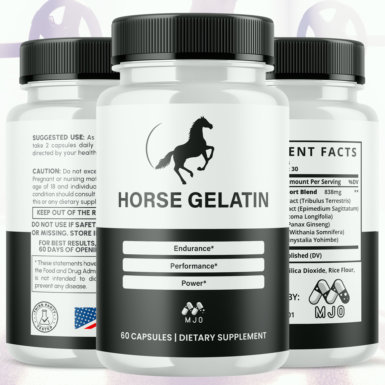 (5 Pack) Horse Gelatin Advanced Male Health Support HorseGelatin 300 Capsules