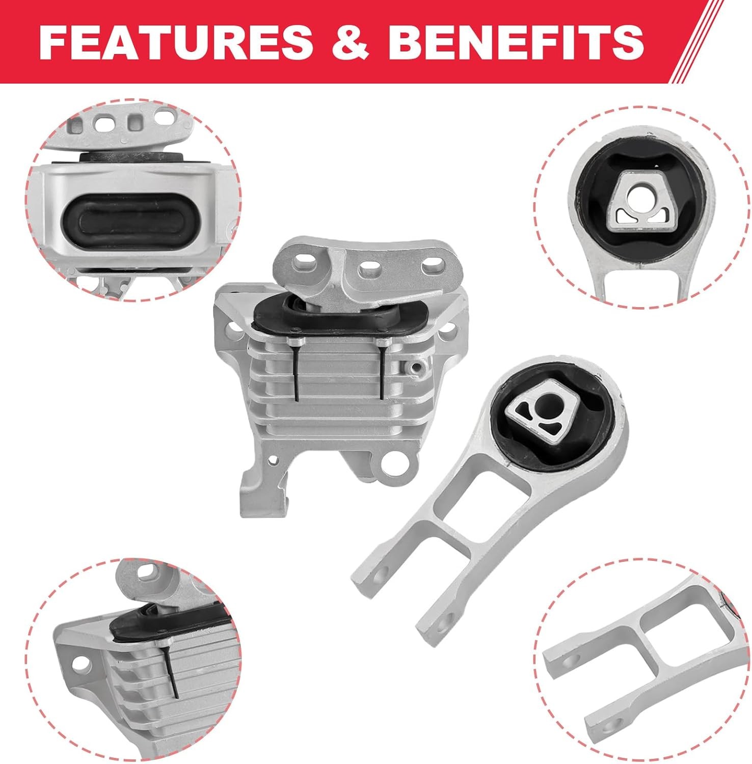 Engine Motor and Transmission Mount Bracket Kit Fits for 2015-2017 Chrysler 200
