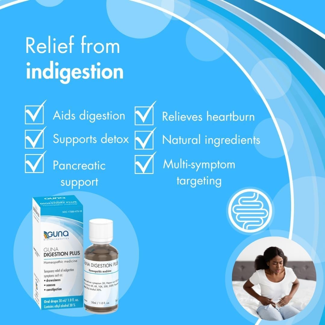 GUNA Digestion Plus Homeopathic Digestive Remedy Helps Digestion & Heartburn 1oz