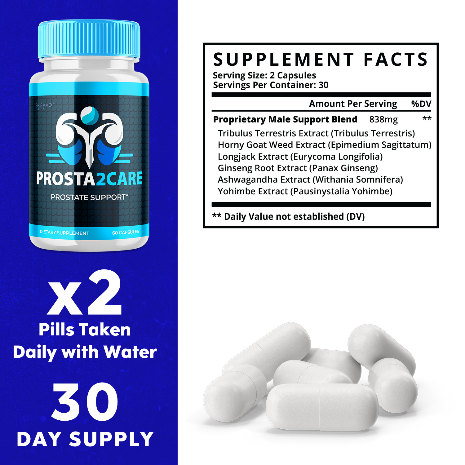 Prosta2Care for Men Advanced Prostate Health Support Supplement 60 Capsules