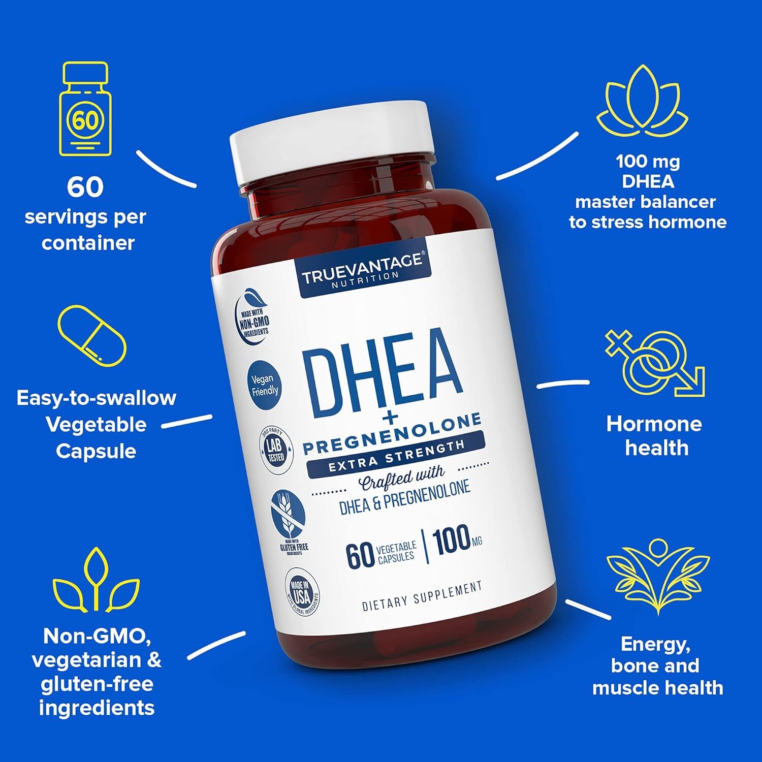 Dhea Pregnenolone Supplement For Women’s Hormone Balance Energy Mood 60 Count