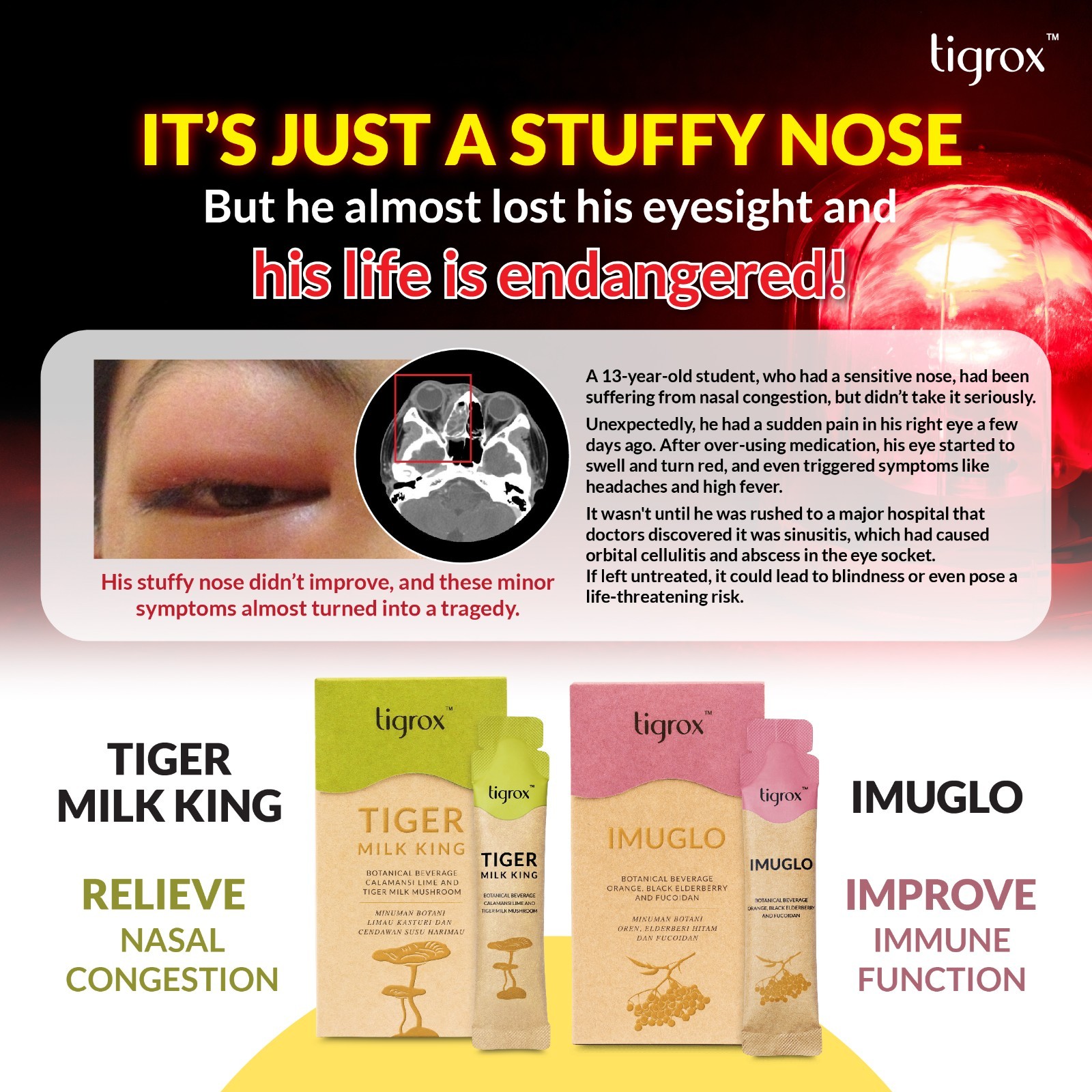 1-4x Tigrox Tiger Milk King Mushroom (Loquat) Nourish Lungs Cough Respiratory
