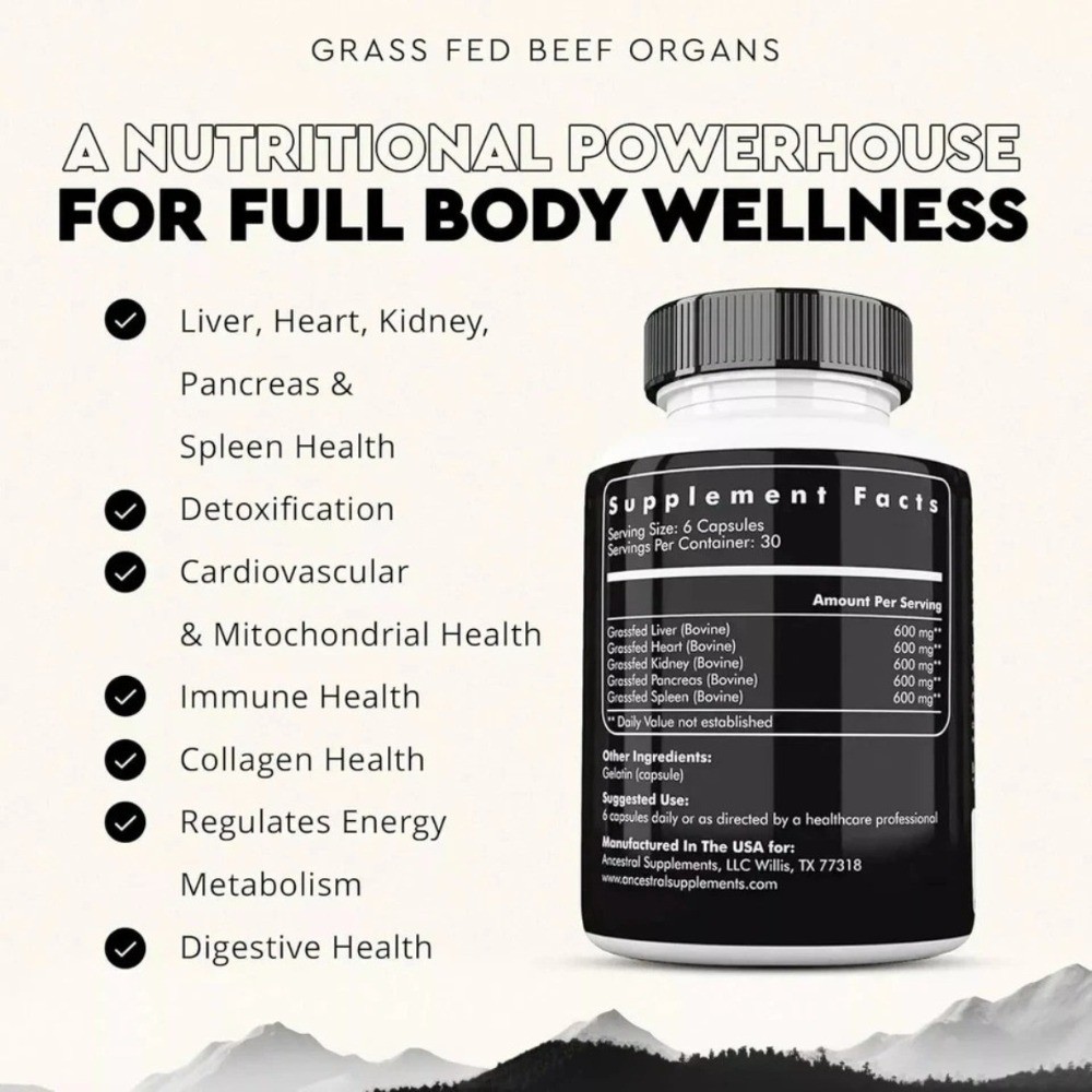 1-3 bottles – Ancestral Supplements Grass-Fed Beef Organ Supplement | Non-GMO