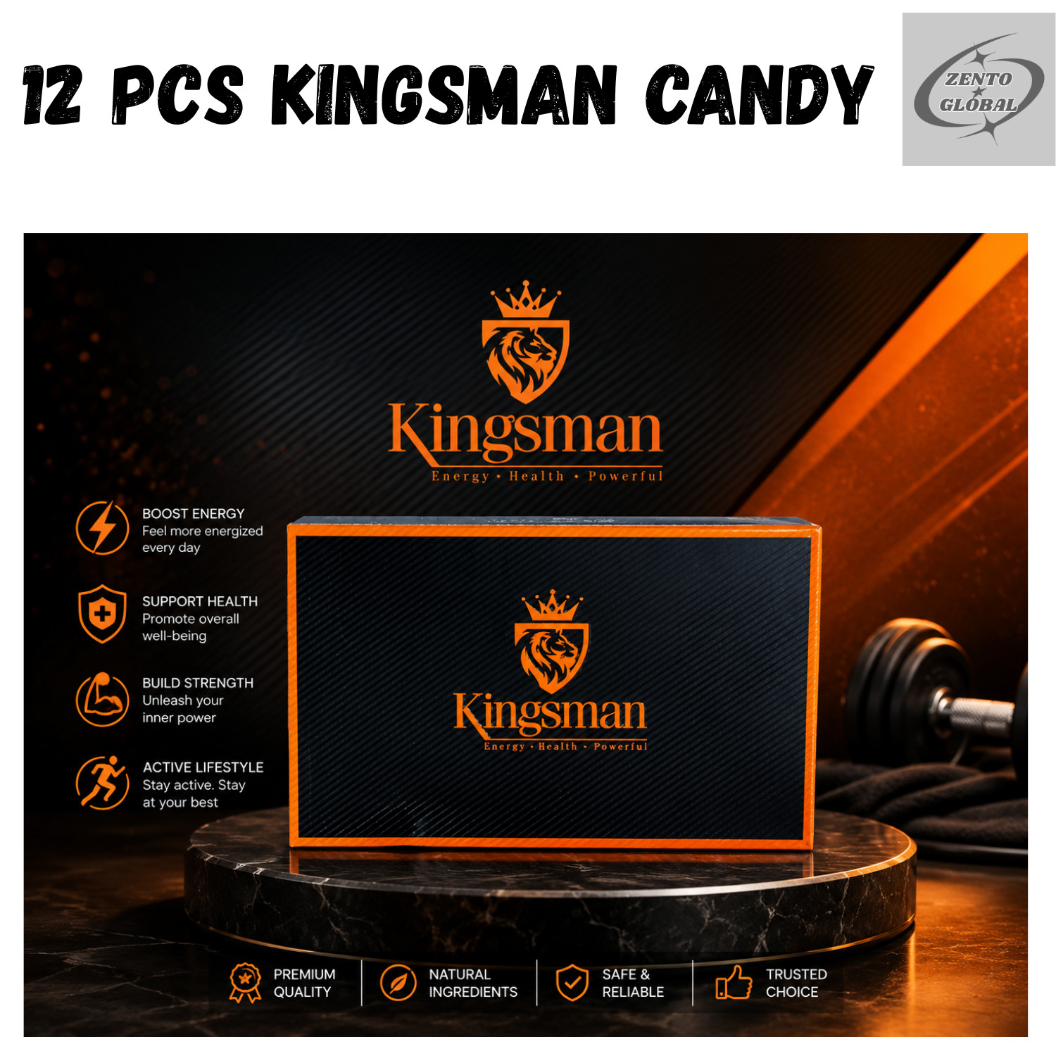 Kingsman Candy Supplement for Men Boost Energy Reduce Fatigue 12 pcs Free Ship
