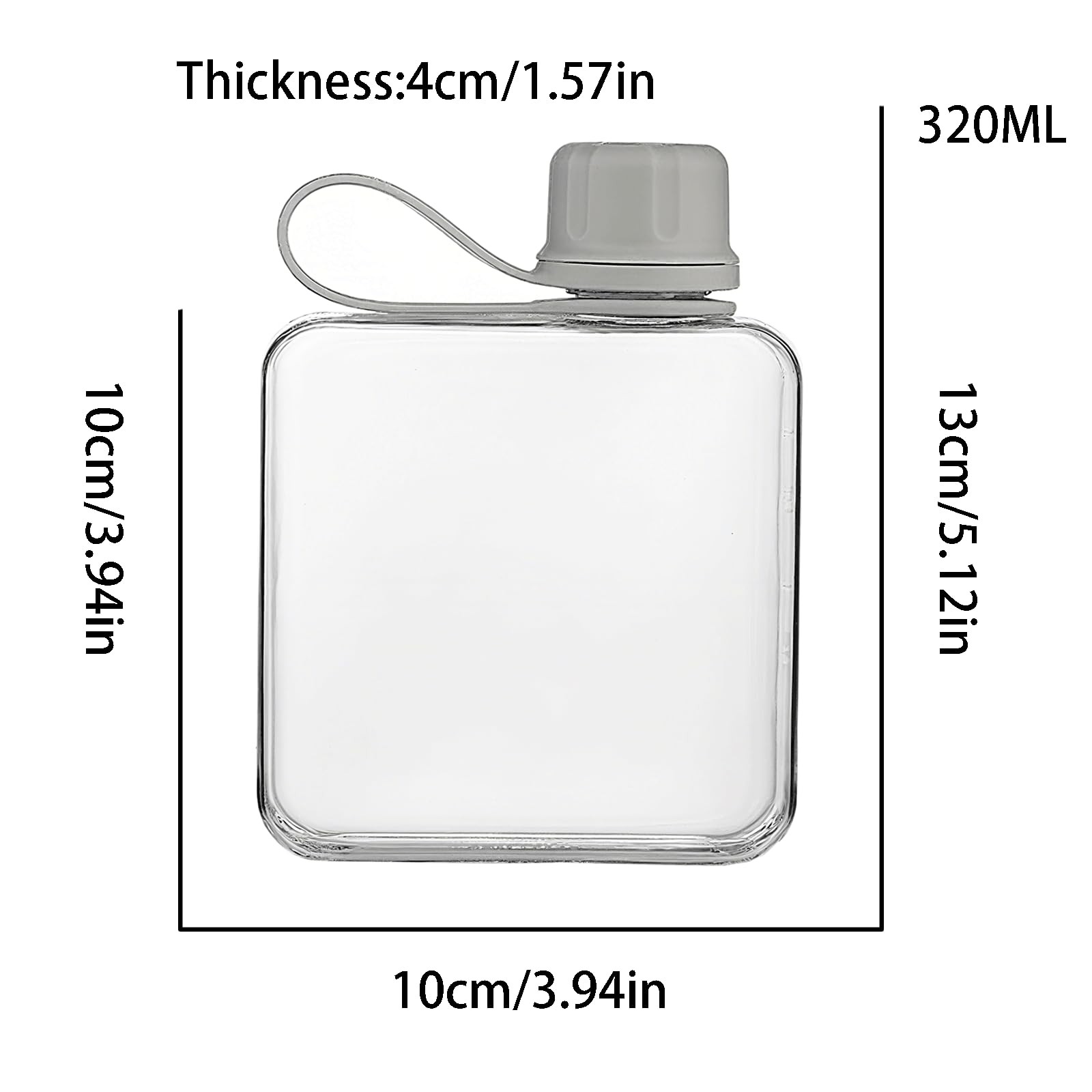 Qusmeiyici 10.8 oz/320 ml Flat Travel Water Bottle, BPA Free Ounces