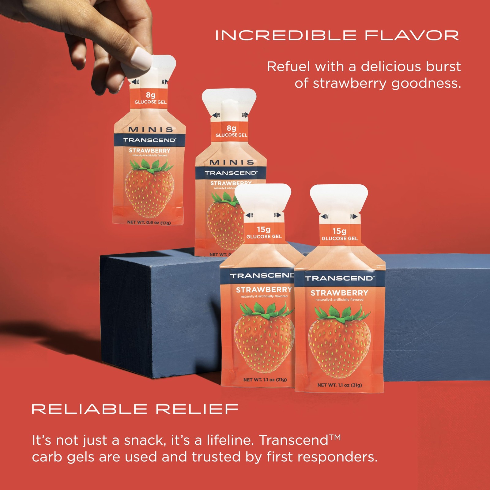 Transcend Foods Strawberry Gel (1.1 oz, 1.1 Fl Oz (Pack of 10),