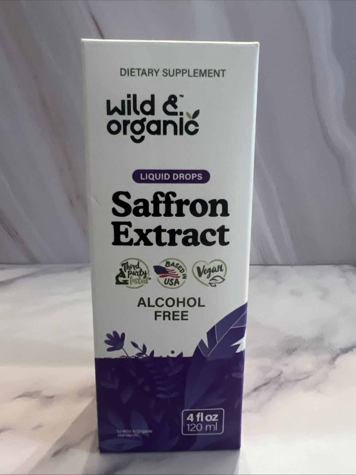 Wild & Organic Saffron Extract Liquid Drops – Alcohol Free, Vegan – 4 fl oz