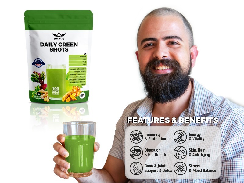 Daily Green Shots – 100 Shots of Superfood Powder with Prebiotics