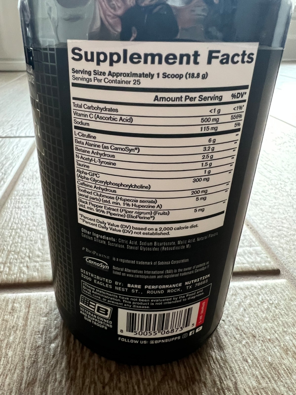 BPN Bare Performance Nutrition Strength Collection PRE Unit A Blue Rasp (New)