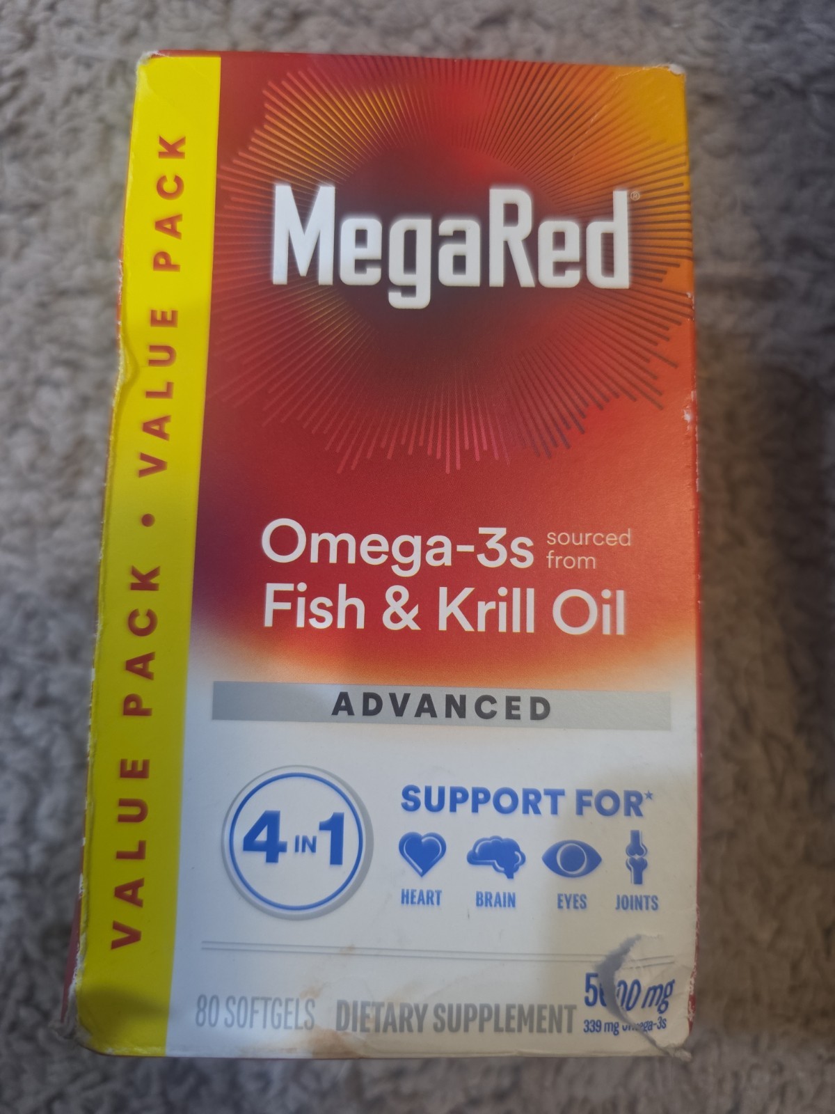 MegaRed Schiff 4 in 1 500mg Omega 3 Fish Oil – 80 Softgels 09/2027