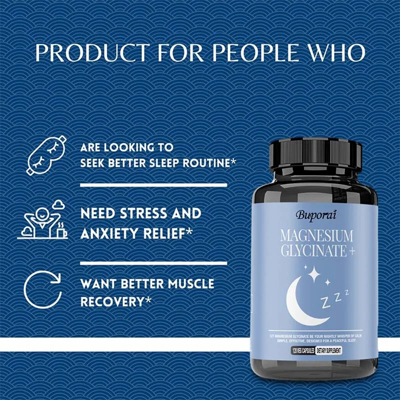 Magnesium Glycinate 120pcs, Reduce Stress, Improve Mood, Support Nervous Health