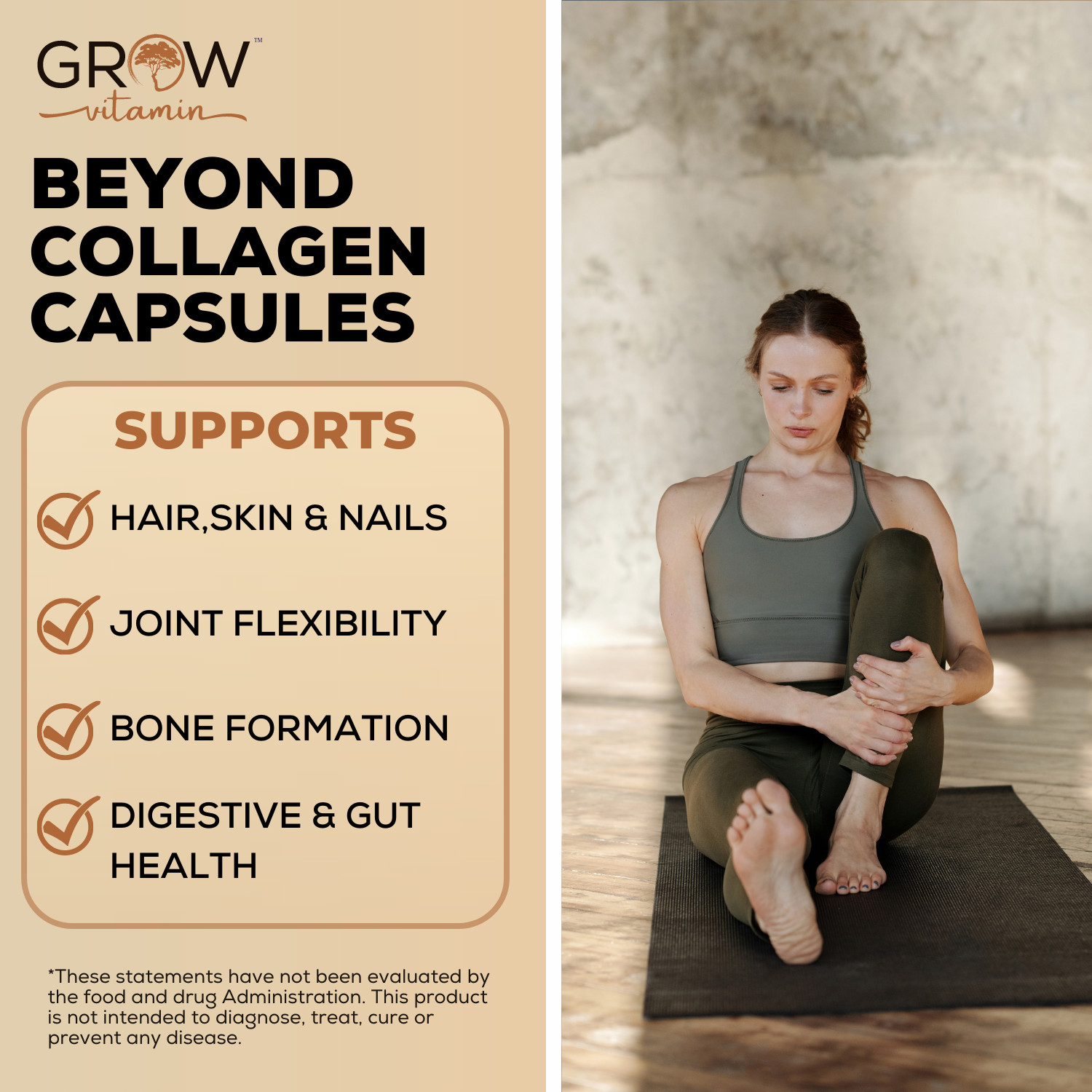 Grow Vitamin Multi Collagen Plus Types I, II, III, V, & X, 1800MG – 90 Capsules