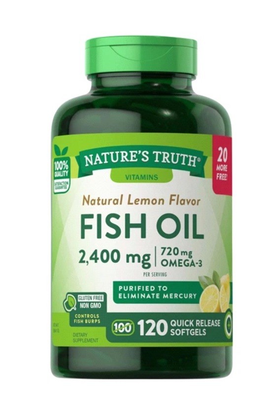 Natures Truth Fish Oil 2,400 mg Natural Lemon Flavor Omega-3 120 Soft gels