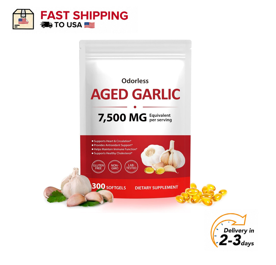 Aged Garlic Extract Odorless 300 Softgels Cardiovascular Immune Support Wellness