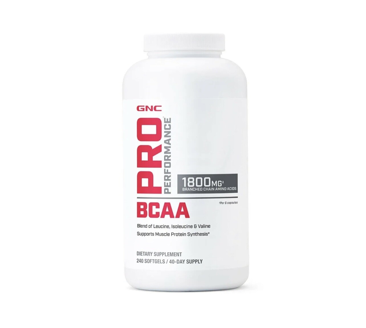 GNC Pro Performance BCAA 1800mg 240 Softgels Exp. 05-2024