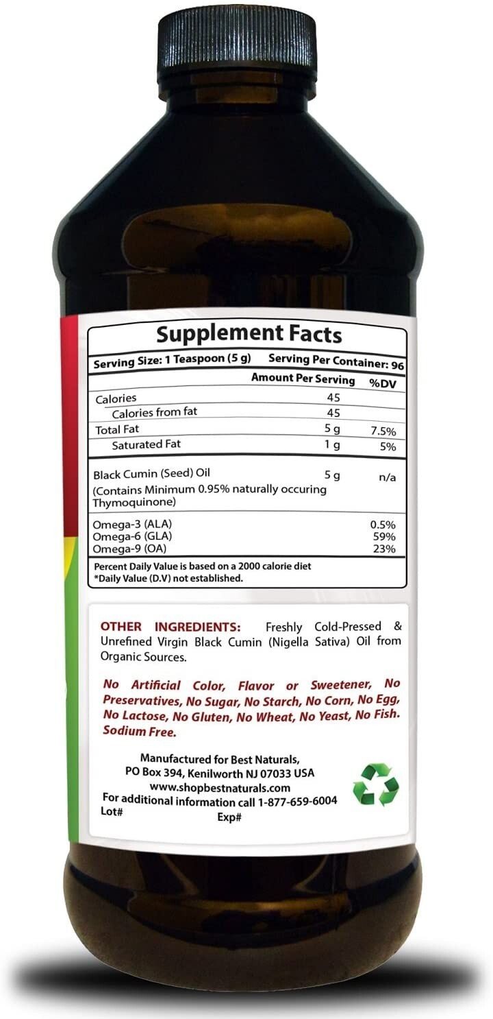 2 Packs Best Naturals Black Seed Oil 16 OZ