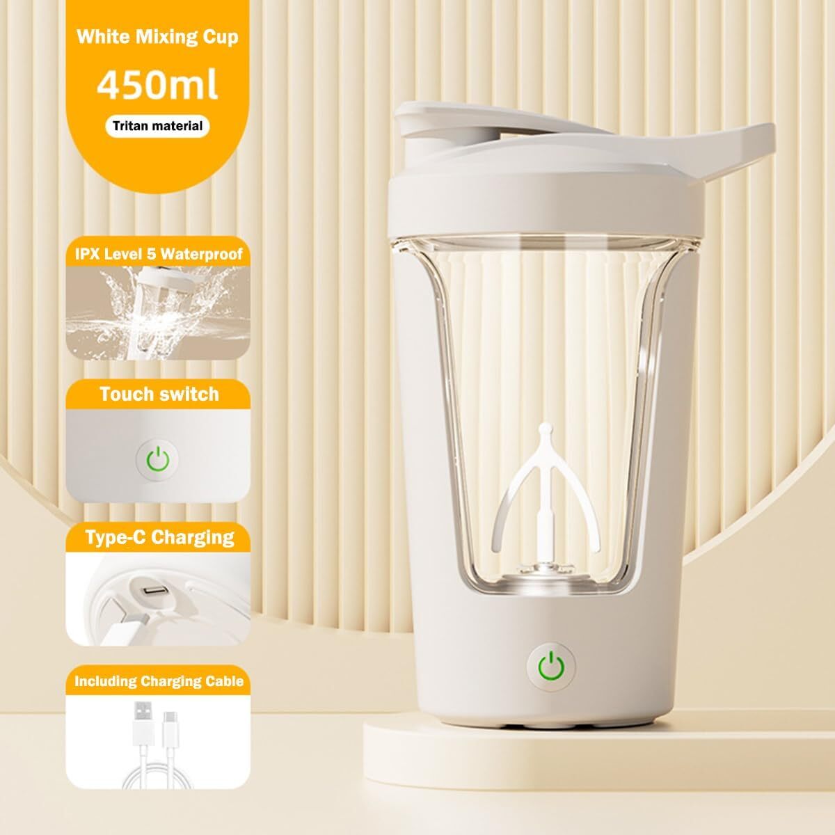 Electric Protein Shaker Bottle USB Rechargeable Mixer Cup for Shakes