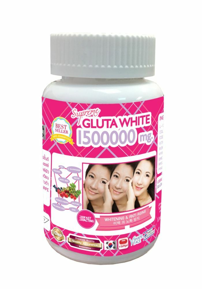 Supreme Gluta White Glutathione + Acorbic Vitamin C 1000mg Whitening Skin