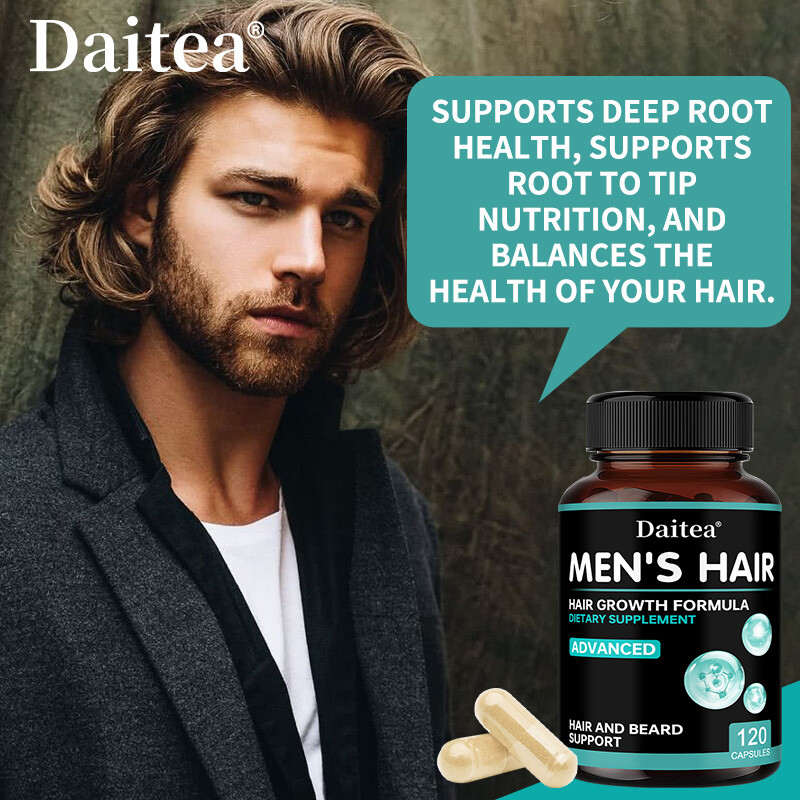 Hair Growth Vitamins For Men – Anti Hair Loss Capsules. Regrow Hair Beard Growth