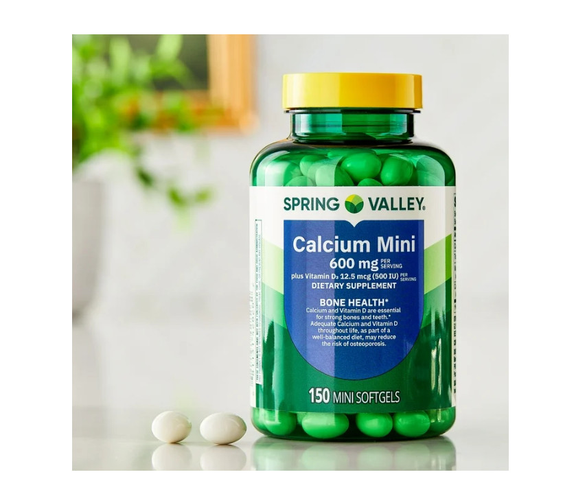 Spring Valley Calcium + Vitamin D3 Mini Softgels, Bone Health Support, (2PACK)