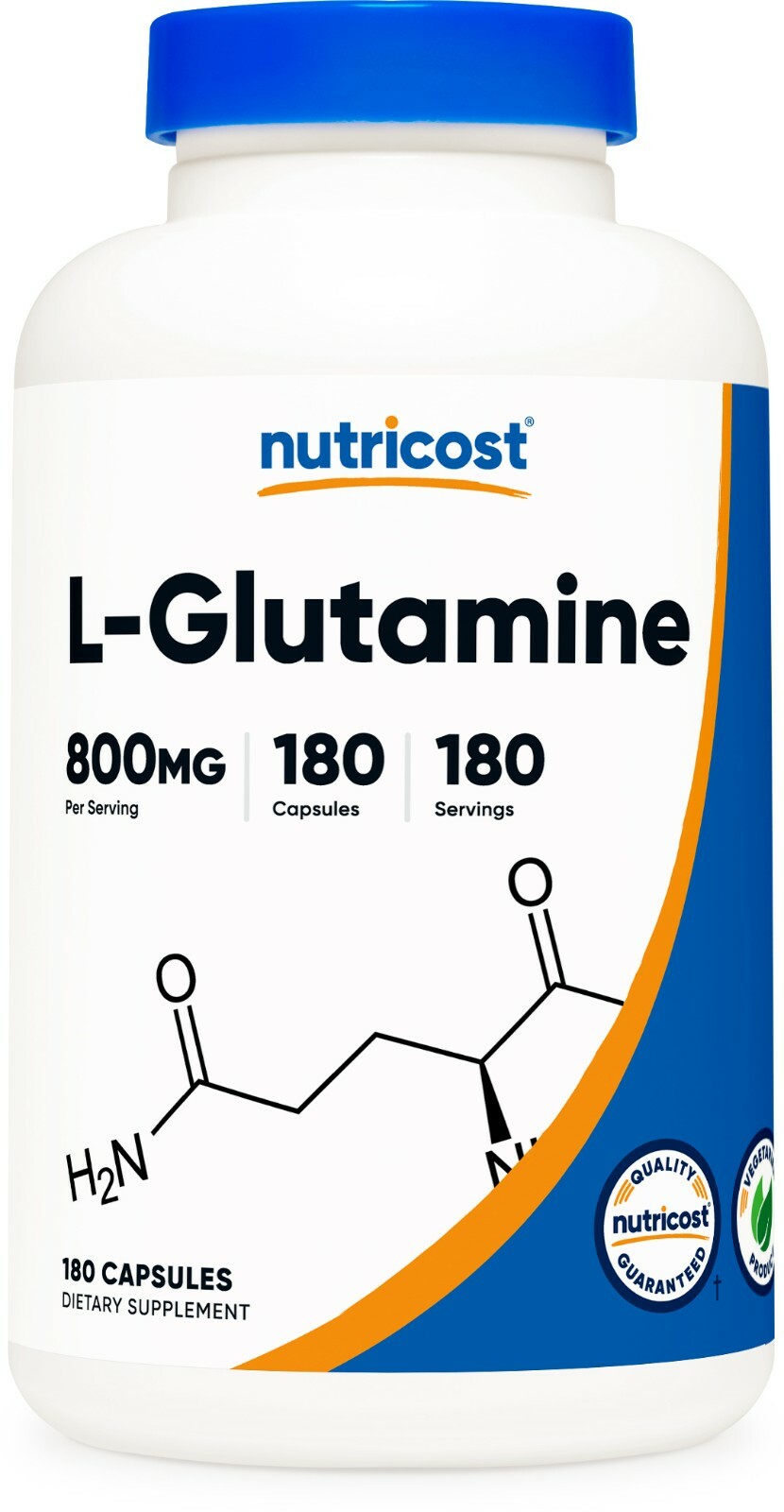 Nutricost L-Glutamine 800mg, 180 Capsules – Gluten Free, Non-GMO, High Quality