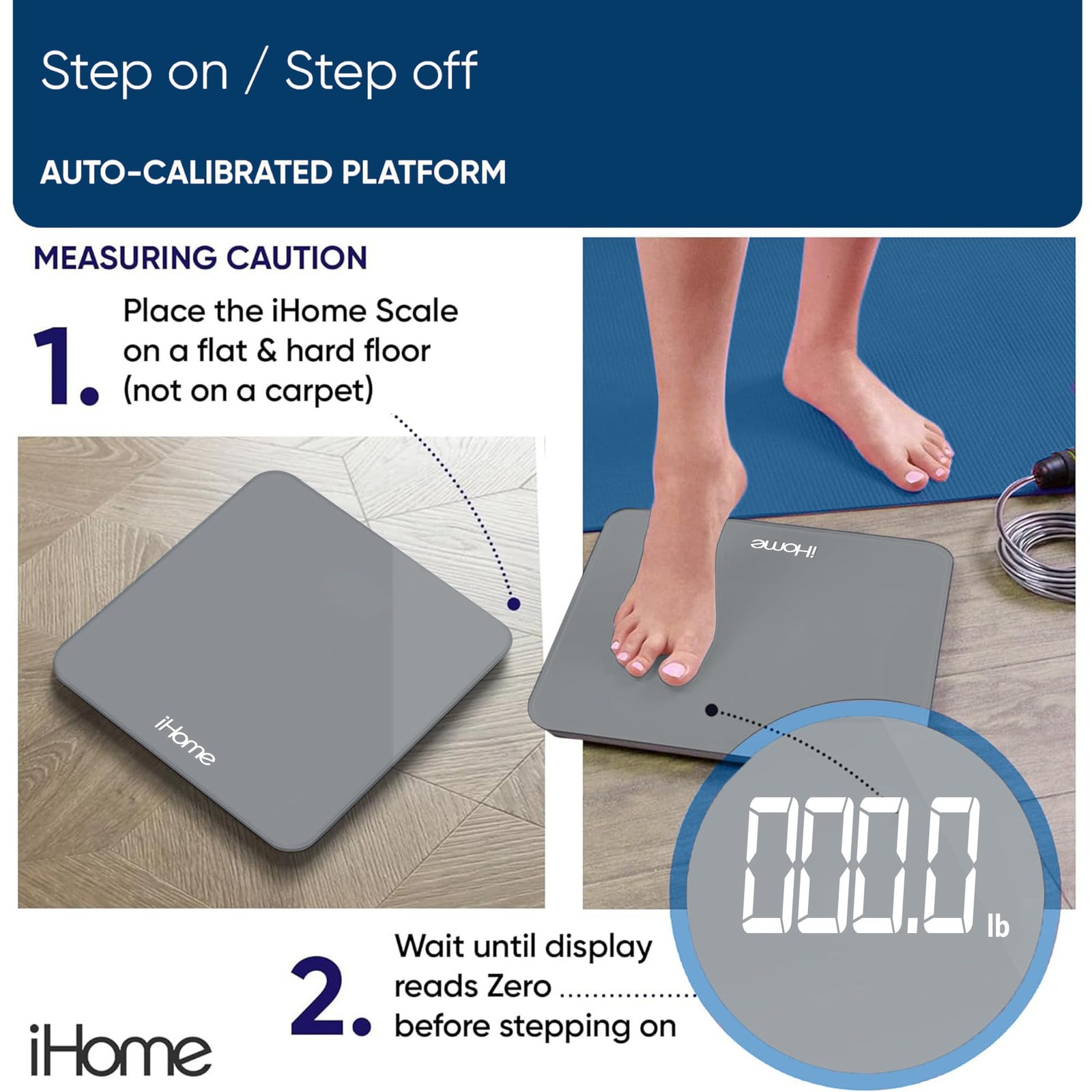 iHome Digital Scale, Bathroom Scale, Batteries Included, Scale Body Weight, W…