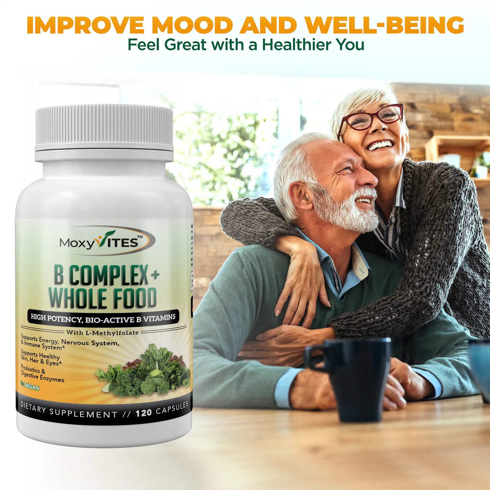 Vitamin B Complex, with Whole Food, for Stress, Energy, Immune Support