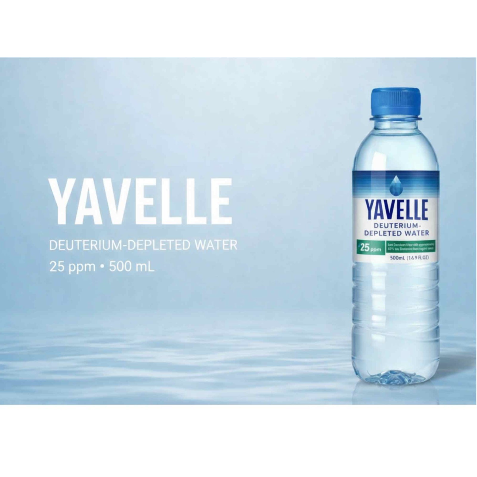 Yavelle 25ppm Deuterium Depleted Water | 24 x 500mL | Made in USA | Free Ship