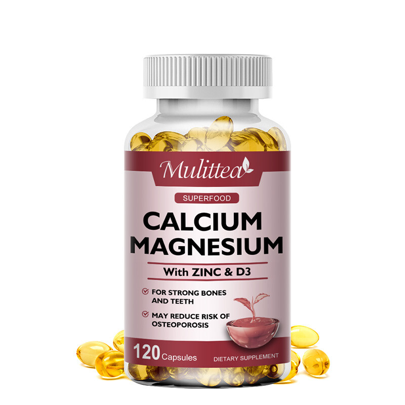 Mulittea Magnesium Zinc Vitamin D3 Calcium Complex 120 Capsules High Absorption