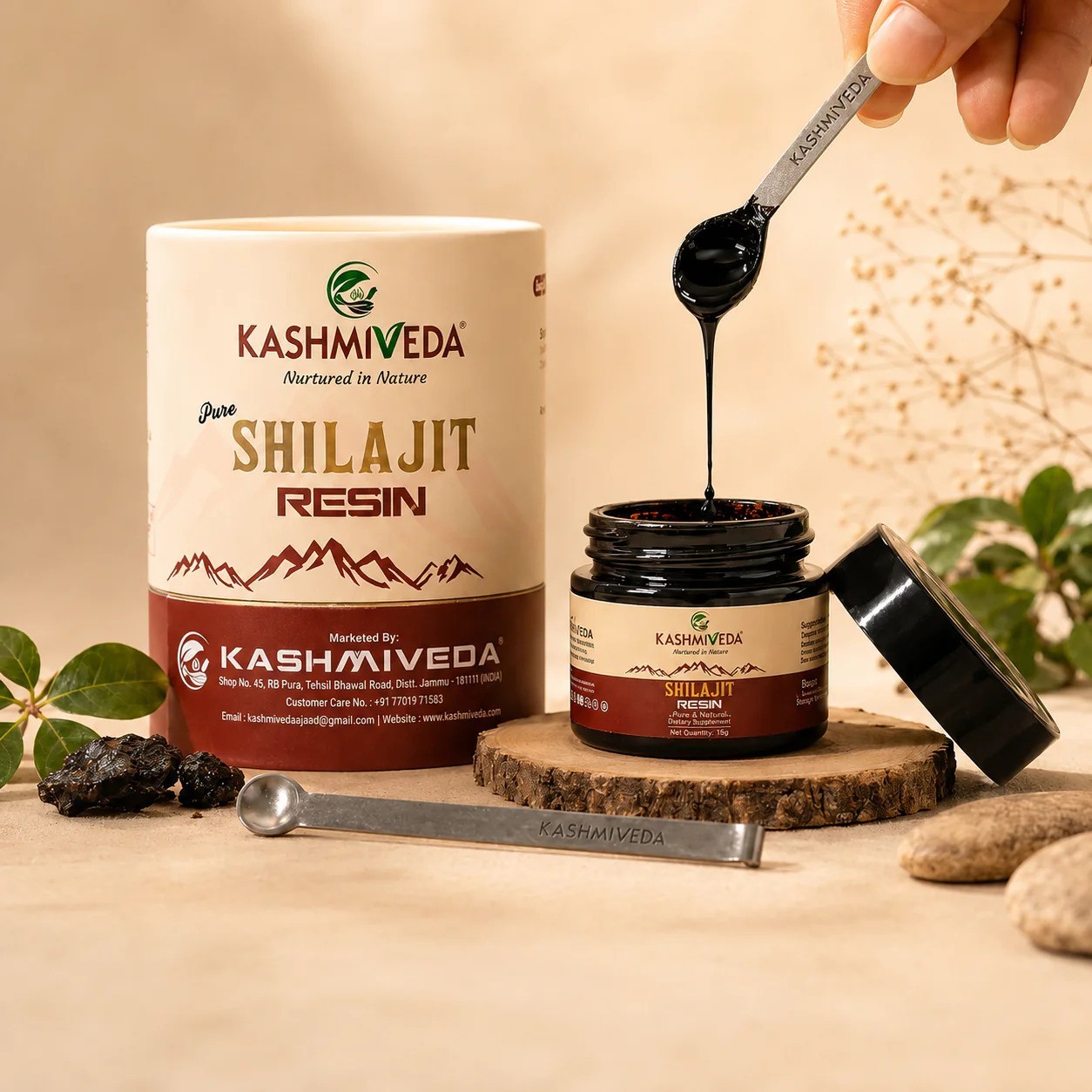 KASHMIVEDA Shilajit Resin 40 Gram, 75% Fulvic Acid Organic 100% Pure 120 Serving